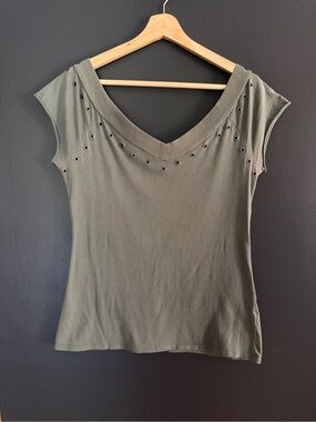 Hurley Olive Metal Eyelet V-Neck Tank Top